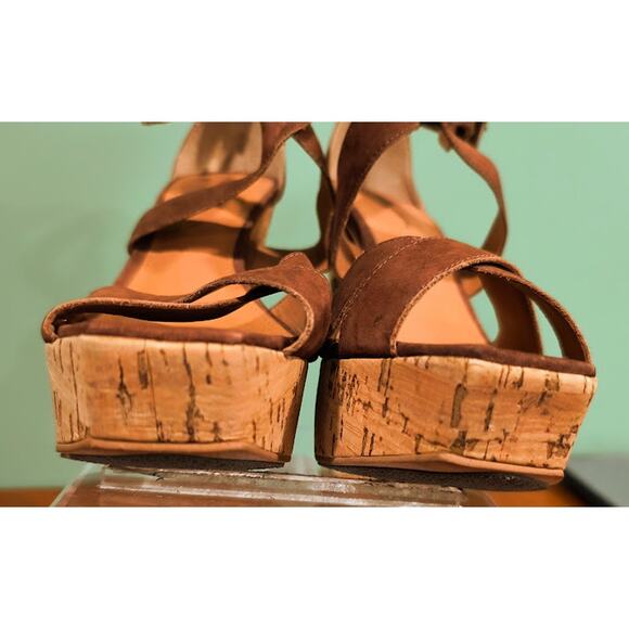 Madison Harding Brown Cork Platform Heels - Size 7 - Picture 6 of 8